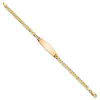 14K Yellow Gold Polished Solid Chain Solid Plate Flat Curb Link Soft Diamond Shape 28x9.8mm Plate ID Bracelet - 7in view 2