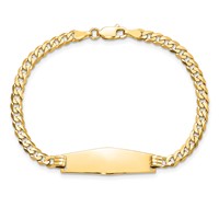 14K Yellow Gold Polished Solid Chain Solid Plate Flat Curb Link Soft Diamond Shape 28x9.8mm Plate ID Bracelet - 7in view 4