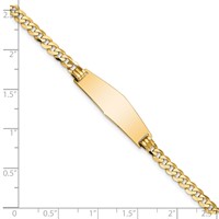 14K Yellow Gold Polished Solid Chain Solid Plate Flat Curb Link Soft Diamond Shape 28x9.8mm Plate ID Bracelet - 7in view 3