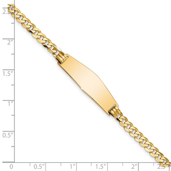 14k Polished Solid Chain/Solid Plate Flat Curb Link Soft Diamond Shape 28x9.8mm Plate 7 inch ID Bracelet