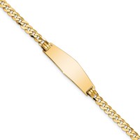 14K Yellow Gold Polished Solid Chain Solid Plate Flat Curb Link Soft Diamond Shape 28x9.8mm Plate ID Bracelet - 7in view 1