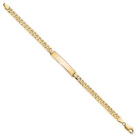14K Polished Solid Chain Solid Plate Flat Curb Link 32.5x6.5mm Plate 7 Inch ID Bracelet view 2