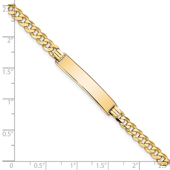 14k Polished Solid Chain/Solid Plate Flat Curb Link 32.5x6.5mm Plate 7 inch ID Bracelet