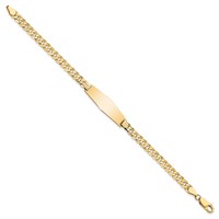 14K Yellow Gold Polished Solid Chain Solid Plate Flat Curb Link Soft Diamond Shape 28x 9.3mm Plate ID Bracelet, 7" view 2