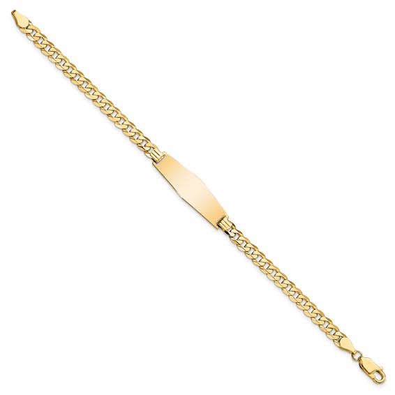 14k Polished Solid Chain/Solid Plate Flat Curb Link Soft Diamond Shape 28x9.3mm Plate 8 inch ID Bracelet