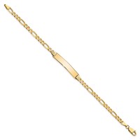 14K Yellow Gold Polished Solid Chain Solid Plate Flat Figaro Link 32.5x 6.2mm Plate ID Bracelet, 7" view 2