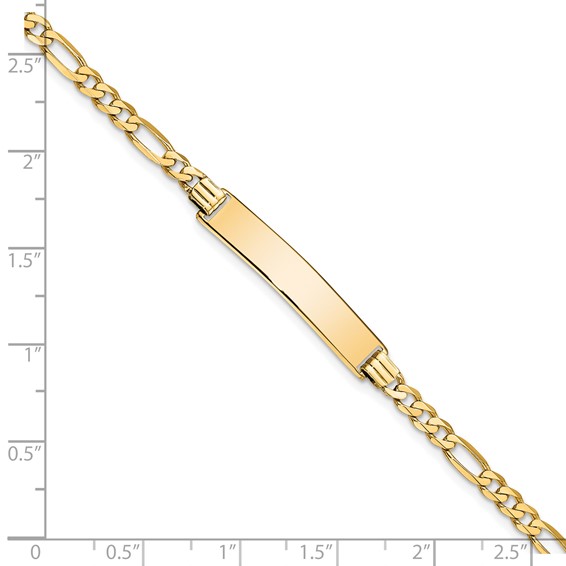14k Polished Solid Chain/Solid Plate Flat Figaro Link 32.5x6.2mm Plate 7 inch ID Bracelet