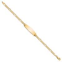 14K Yellow Gold Polished Solid Chain Solid Plate Flat Figaro Link Soft Diamond Shape 28x9.5mm Plate ID Bracelet - 8in view 2