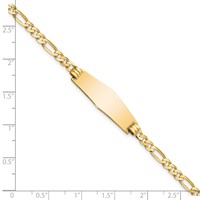14K Yellow Gold Polished Solid Chain Solid Plate Flat Figaro Link Soft Diamond Shape 28x9.5mm Plate ID Bracelet - 8in view 3