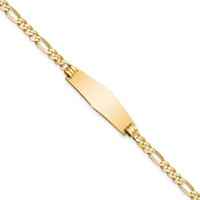 14K Yellow Gold Polished Solid Chain Solid Plate Flat Figaro Link Soft Diamond Shape 28x9.5mm Plate ID Bracelet - 8in view 1