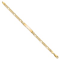 14K Yellow Gold Polished Solid Chain Solid Plate Flat Figaro Link 27.5x5.5mm Plate ID Bracelet - 7in view 2