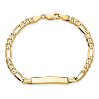 14K Yellow Gold Polished Solid Chain Solid Plate Flat Figaro Link 27.5x5.5mm Plate ID Bracelet - 7in view 4