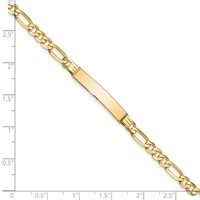 14K Yellow Gold Polished Solid Chain Solid Plate Flat Figaro Link 27.5x5.5mm Plate ID Bracelet - 7in view 3
