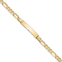 14K Yellow Gold Polished Solid Chain Solid Plate Flat Figaro Link 27.5x5.5mm Plate ID Bracelet - 7in view 1