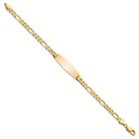 14K Polished Solid Chain Solid Plate Flat Figaro Link Soft Diamond Shape 28x9.5mm Plate 7 Inch ID Bracelet view 2