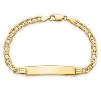 14K Yellow Gold Polished Solid Chain Solid Plate Anchor Link 33.5x 7mm Plate ID Bracelet, 8" view 4