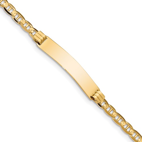 14K Yellow Gold Polished Solid Chain Solid Plate Anchor Link 33.5x 7mm Plate ID Bracelet, 8"