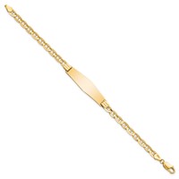 14K Yellow Gold Polished Solid Chain Solid Plate Anchor Link Soft Diamond Shape 33x9.8mm Plate ID Bracelet - 7in view 2