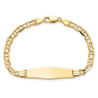 14K Yellow Gold Polished Solid Chain Solid Plate Anchor Link Soft Diamond Shape 33x9.8mm Plate ID Bracelet - 7in view 4