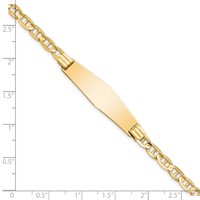 14K Yellow Gold Polished Solid Chain Solid Plate Anchor Link Soft Diamond Shape 33x9.8mm Plate ID Bracelet - 7in view 3