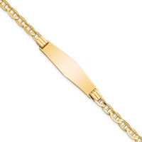 14K Yellow Gold Polished Solid Chain Solid Plate Anchor Link Soft Diamond Shape 33x9.8mm Plate ID Bracelet - 7in view 1
