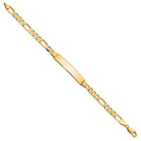 14K Yellow Gold Polished Solid Chain Solid Plate Flat Figaro Link 33.5x7mm Plate ID Bracelet - 7in view 2