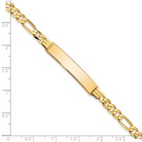 14K Yellow Gold Polished Solid Chain Solid Plate Flat Figaro Link 33.5x7mm Plate ID Bracelet - 7in view 3