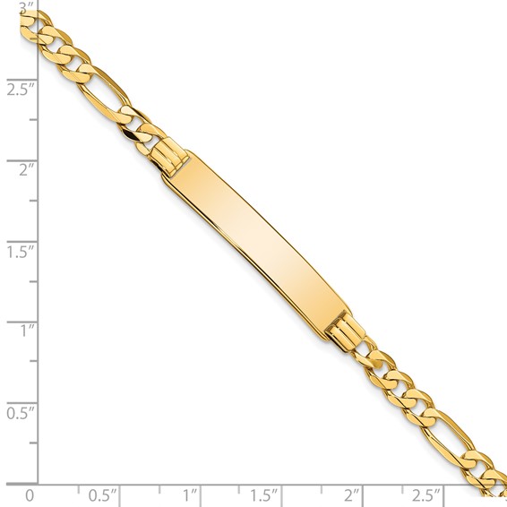 14k Polished Solid Chain/Solid Plate Flat Figaro Link 33.5x7mm Plate 7 inch ID Bracelet
