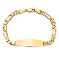 14K Yellow Gold Polished Solid Chain Solid Plate Flat Figaro Link Soft Diamond Shape 33x9mm Plate ID Bracelet - 7in view 4