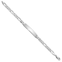 14K White Gold Polished Solid Chain Solid Plate Figaro Link 33.5x7mm Plate 7 Inch ID Bracelet view 2