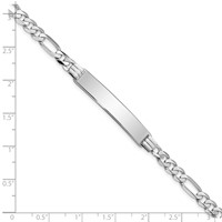 14K White Gold Polished Solid Chain Solid Plate Figaro Link 33.5x7mm Plate 7 Inch ID Bracelet view 3
