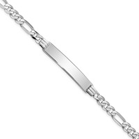 14K White Gold Polished Solid Chain Solid Plate Figaro Link 33.5x7mm Plate 7 Inch ID Bracelet view 1