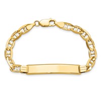14K Polished Solid Chain Solid Plate Anchor Link 38x7.8mm Plate 7 Inch ID Bracelet view 4