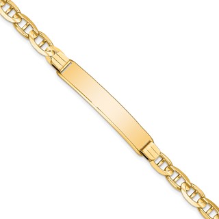 14k Polished Solid Chain/Solid Plate Anchor Link 38x7.8mm Plate 8 inch ID Bracelet