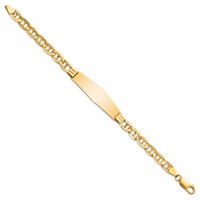 14K Yellow Gold Polished Solid Chain Solid Plate Anchor Link Soft Diamond Shape 37.5x11mm Plate ID Bracelet - 8in view 2