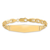 14K Yellow Gold Polished Solid Chain Solid Plate Anchor Link Soft Diamond Shape 37.5x11mm Plate ID Bracelet - 8in view 3