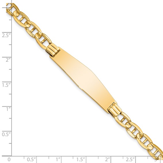 14k Polished Solid Chain/Solid Plate Anchor Link Soft Diamond Shape 37.5x11mm Plate 8 inch ID Bracelet