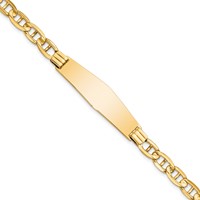 14K Yellow Gold Polished Solid Chain Solid Plate Anchor Link Soft Diamond Shape 37.5x11mm Plate ID Bracelet - 8in view 1