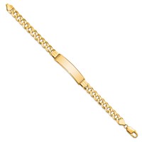 14K Polished Solid Chain Solid Plate Flat Curb Link 37x9mm Plate 8 Inch ID Bracelet view 2