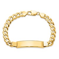 14K Polished Solid Chain Solid Plate Flat Curb Link 37x9mm Plate 8 Inch ID Bracelet view 4