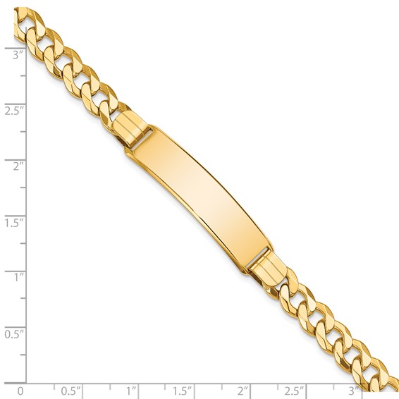 14k Polished Solid Chain/Solid Plate Flat Curb Link 37x9mm Plate 8 inch ID Bracelet
