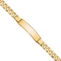 14K Polished Solid Chain Solid Plate Flat Curb Link 37x9mm Plate 8 Inch ID Bracelet view 1