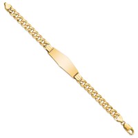 14K Yellow Gold Polished Solid Chain Solid Plate Flat Curb Link Soft Diamond Shape 37.5x14mm Plate ID Bracelet - 8in view 2