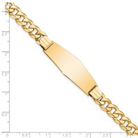 14K Yellow Gold Polished Solid Chain Solid Plate Flat Curb Link Soft Diamond Shape 37.5x14mm Plate ID Bracelet - 8in view 3