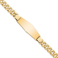 14K Yellow Gold Polished Solid Chain Solid Plate Flat Curb Link Soft Diamond Shape 37.5x14mm Plate ID Bracelet - 8in view 1