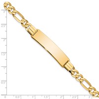 14K Yellow Gold Polished Solid Chain Solid Plate Flat Figaro Link 36.5x9mm Plate ID Bracelet - 7in view 3