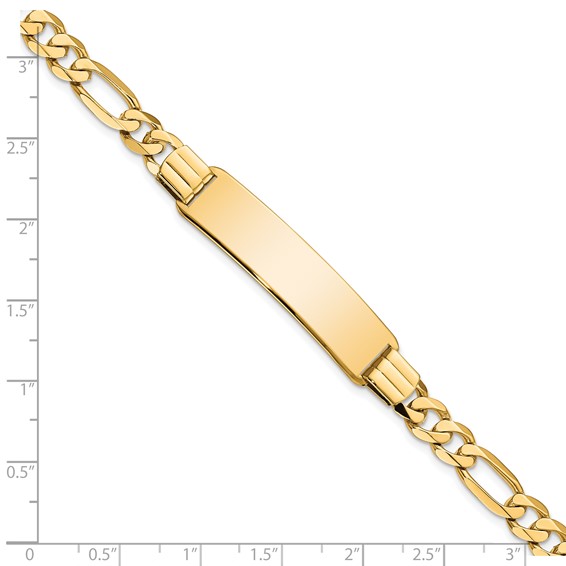 14k Polished Solid Chain/Solid Plate Flat Figaro Link 36.5x9mm Plate 7 inch ID Bracelet
