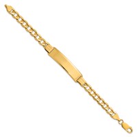 14K Yellow Gold Polished Solid Chain Solid Plate Curb Link 37x 9mm Plate ID Bracelet, 7" view 2