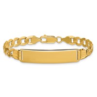 14K Yellow Gold Polished Solid Chain Solid Plate Curb Link 37x 9mm Plate ID Bracelet, 7" view 3