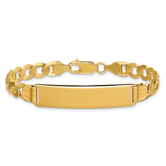 14k Polished Solid Chain/Solid Plate Curb Link 37x9mm Plate 8 inch ID Bracelet
